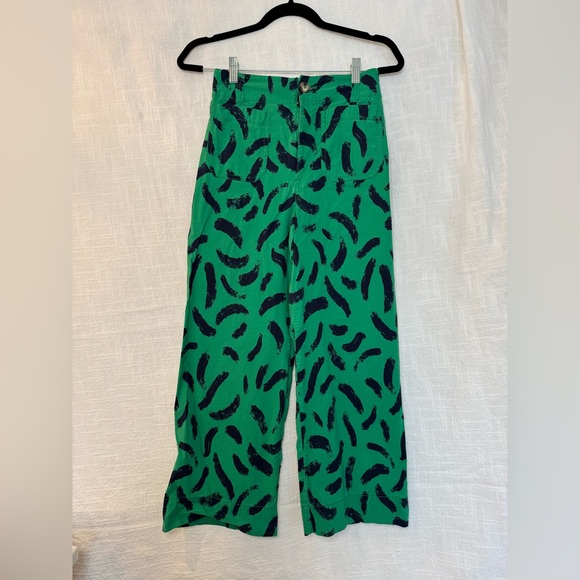 Maeve by Anthropologie-The Collette Green and Navy Artistic Pants - Picture 7 of 7